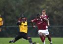 Potters Bar Town and Cray Wanderers battled to a draw under very wet skies. Picture: PETER SHORT