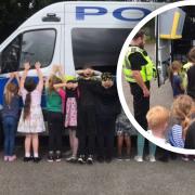Youngsters at Birchwood Holiday Club in Hatfield were shown inside a police van.