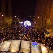 Crowds at the Christmas lights switch-on in Howardsgate.