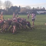 Welwyn attack the Old Streetonians line. Picture: WELWYN RFC