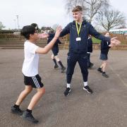 Professional footballer James Rowswell has returned to a Hertfordshire school that played a part in his development.