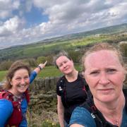 Kath Evans, Alex Yates and Elaine Giles of Garden City Runners at the Calderdale Ultra. Picture: GCR