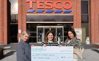 Jan Marchant, MD Home and Clothing at Tesco, Lydia Hopley,  People Director at Isabel Hospice, and Claire De Silva, head of communities and local media at Tesco, at the Tesco headquarters in Welwyn Garden City.