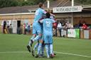 Welwyn Garden City celebrate during their win at Cirencester Town.