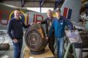 Volunteers Martin Bull and John Hutton with Kevin Phillips (left) at the de Havilland Aircraft Museum.