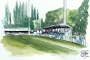 Herns Lane, home of Welwyn Garden City Football Club, as depicted by WGC-born artist Sam Edwards.