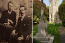 Codicote brothers, Bert and Frank Blain, and the war memorial and church in Codicote, Hertfordshire.