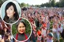 The crowd at a previous Foodies Festival with St Albans Saturday headliner Natalie Imbruglia and The Great British Bake Off 2022 winner Syabira Yusoff pictured inset.