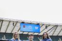 Former Welwyn juniors Hannah Botterman (centre) and Zoe Harrison (right) were helping promote a new collaboration at Twickenham. Picture: SPORTSBEAT