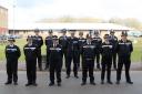 Chief Constable Charlie Hall, centre, with Hertfordshire Constabulary's newest officers at their passing out parade at police headquarters in Welwyn Garden City.