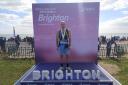Spencer White of Garden City Runners celebrates his finish at the Brighton Marathon. Picture: GCR