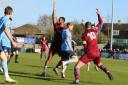 Welwyn appeal for a penalty but Dernell Wynter's effort was saved. Picture: LINDA BABAIE