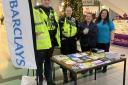 PC Dan Moakes and PCSO Amy Martin hosted a stall in the Howard Centre, Welwyn Garden City, and were joined by staff from Barclays.