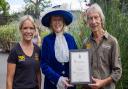 Paradise Wildlife Park founder Peter Sampson and CEO Lynn Whitnall with the High Sheriff of Hertfordshire.