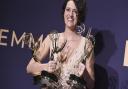 Phoebe Waller-Bridge, winner of the awards for outstanding lead actress in a comedy series, outstanding comedy series, and outstanding writing for a comedy series for 'Fleabag', poses in the press room at the 71st Primetime Emmy Awards on Sunday,