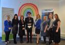 HPFT'S app launch event with Sharon Livermore, a campaigner and domestic abuse survivor, Robert Voss, Lord Lieutenant of Hertfordshire, colleagues from the Domestic Abuse Alliance and members of  HPFT.