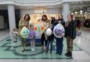 The winners of the giant egg-painting workshop at the Howard Centre.