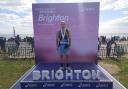 Spencer White of Garden City Runners celebrates his finish at the Brighton Marathon. Picture: GCR