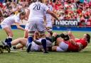 Hannah Botterman (on the ground) scores England eighth try in a nine-try victory over Wales. Picture: STEVEN PASTON/PA