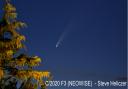 A photo of a comet taken by Steve Heliczer from their back garden in Hertfordshire.