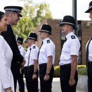 Home Secretary Priti Patel meets 18 new police recruits in Welwyn Garden City