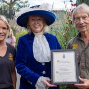 Paradise Wildlife Park founder Peter Sampson and CEO Lynn Whitnall with the High Sheriff of Hertfordshire.