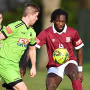 Potters Bar Town's Joe Boachie was taken to hospital after a head injury against Aveley.