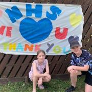 Jack and Ruby Potter from Gresley Way, Stevenage, made a banner to thank the NHS. Picture: Alex Potter