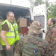Paul Zukowskyj (left) joined Vans Without Borders on their aid mission to Ukraine.