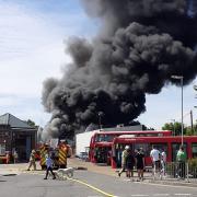 A fire broke out at Potters Bar Bus Garage at around 2.36pm today (Sunday, May 22)