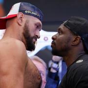 Champion Tyson Fury and challenger Dillian Whyte at the weigh-in