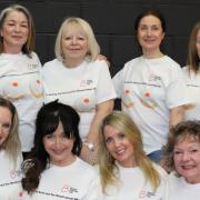 The main cast members of Potters Bar Theatre Company's forthcoming production of Calendar Girls. Left to right: Front row: Josy Cousin, Samantha Stringle, Lorraine Bottomley, and Sharon Lottari. Back row: Lisa Large, Debbie Kemp, Julie Markey and Dorothy