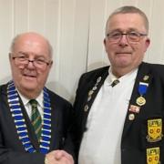Potters Bar Bowls Club’s new president Steve Hipperson (left) with predecessor Jan Southwell.