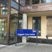 The Urgent Care Centre entrance at The New QEII Hospital in Welwyn Garden City