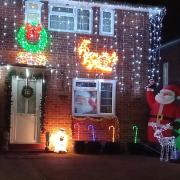 Can you spot the projected Santa in the window? This festive house can be found on Longlands Road, Welwyn Garden City.