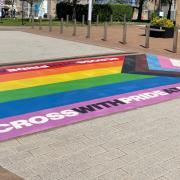 One of the two new rainbow crossing at the University of Hertfordshire