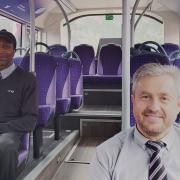 Uno Bus drivers Greg and 'K' are looking forward to welcoming passengers back on board
