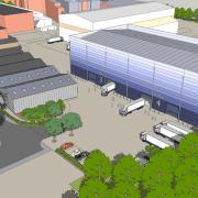 An artist's impression of the two new soundstages which will be built on the former Big Brother house at Elstree Studios, following a successful bid from the government's Getting Building Fund. Picture: Hertsmere Borough Council / Elstree Studios