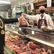 Gareths Butcher and mayor Cllr Roger Trigg. Picture: WHBC