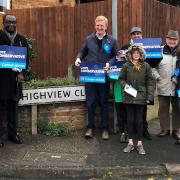 Oliver Dowden campaigning in Potters Bar. Picture: Supplied