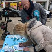 Keith Adams, parliamentary candidate for Welwyn Hatfield, out campaigning on Saturday morning in Welwyn Garden City. Picture: Keith Adams on Twitter.