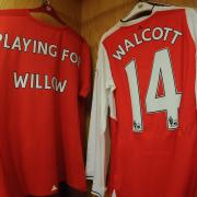 Shirt (left) to be donated to Willow. Picture: Arsenal Football Club / David Price.