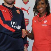 Danielle Carter with Arsenal Ladies manager Pedro Martinez Losa. Picture: Arsenal Football Club/David Price