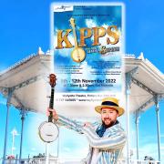 Potters Bar Theatre Company presents Kipps - The New Half a Sixpence musical at the Wyllyotts Theatre. Pictured is Danny Hurley as Arthur Kipps with a banjo.