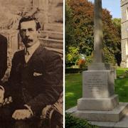Codicote brothers, Bert and Frank Blain, and the war memorial and church in Codicote, Hertfordshire.