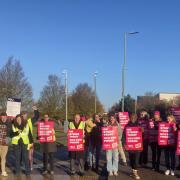 University of Hertfordshire lecturers at the UCU day two strikes.