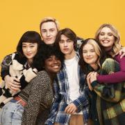 Callina Liang as Mei, Lauryn Ajufo as Neve, Eden H Davies as Jonny, Spike Fearn as Louis, Tessa Lucille as Regan and Carla Woodcock as Zia in new ITVX drama Tell Me Everything.