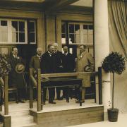 Neville Chamberlain opening Welwyn Garden City station with Sir Theodore Chambers (far right) in 1926