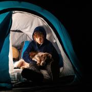 Bertie and Ashley have been sleeping in a tent to raise money for a dog charity.