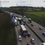 A crash has caused traffic on the M25 between Potters Bar and Cheshunt.